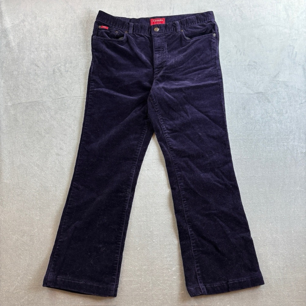 Vintage Chaps Denim Corduroy Pants Women's  12 Purple Wide Leg Flare Pants